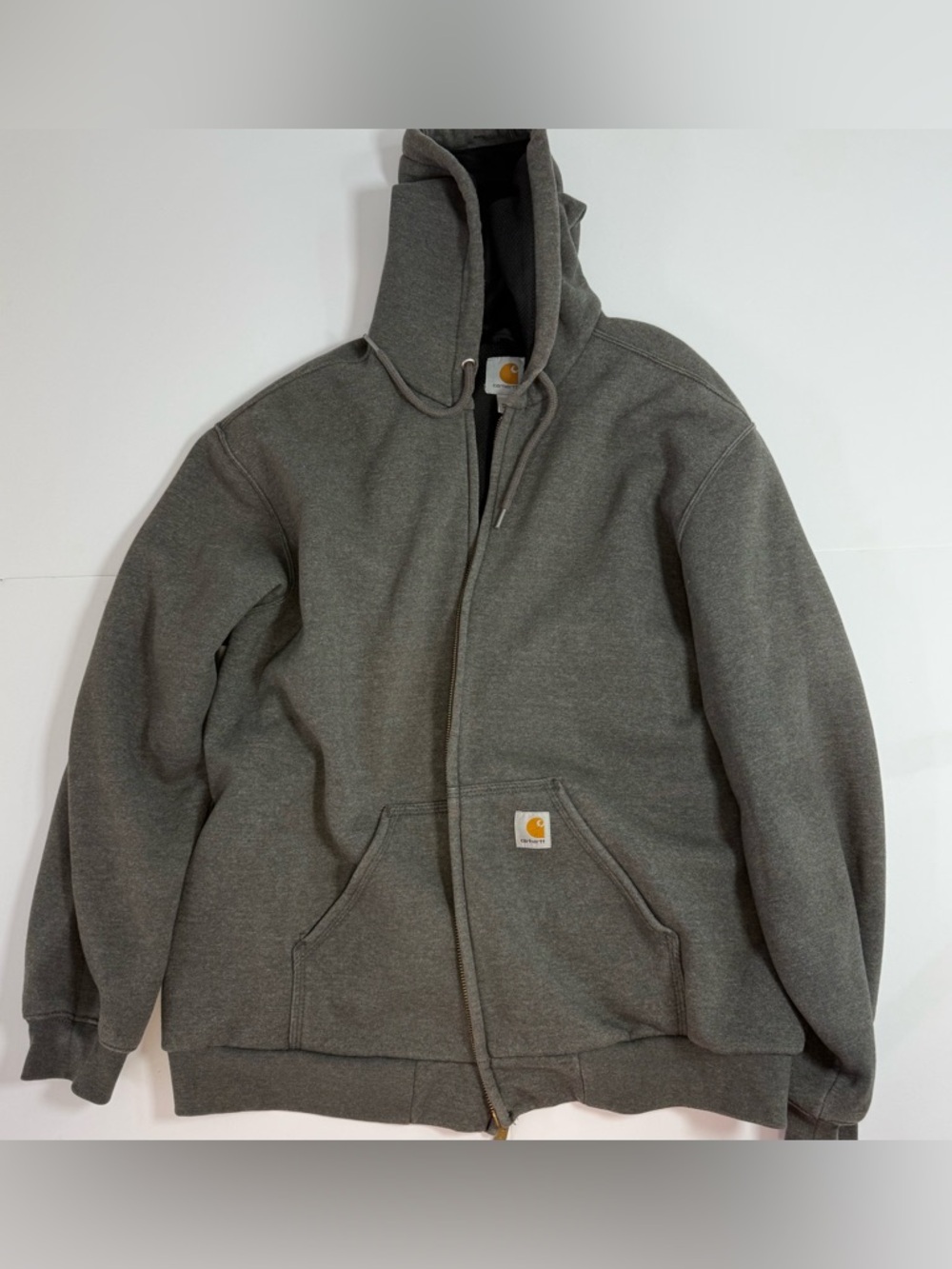 Carhartt Gray zip up jacket warm workwear outdoors cozy EUC